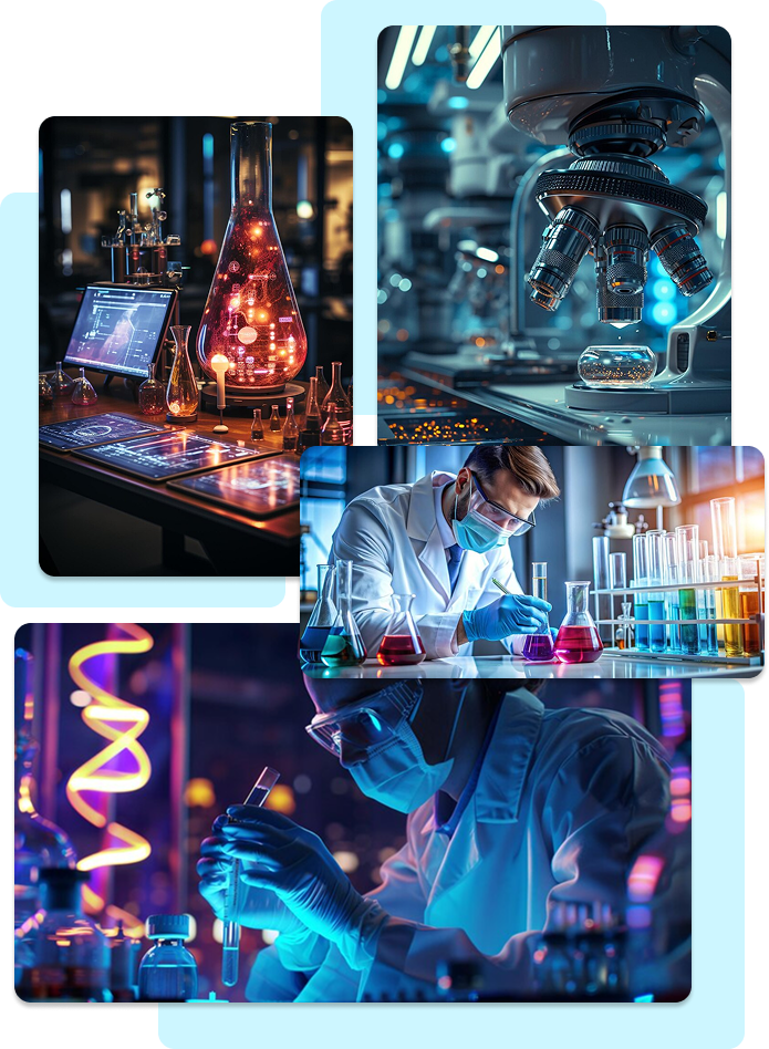 Collage of Images Portraying Doctors and Tech Labs